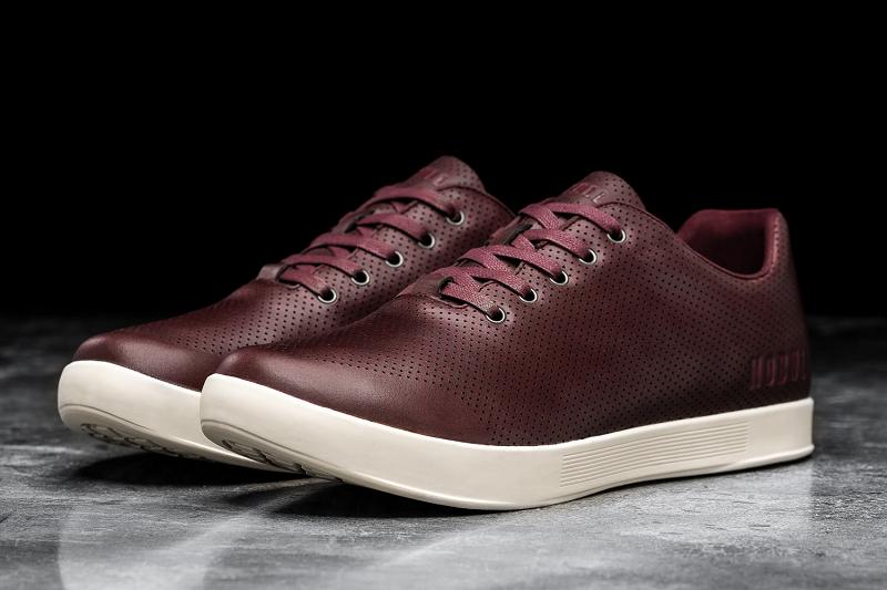 Women's Nobull Leather Trainers Burgundy | SG R2970V